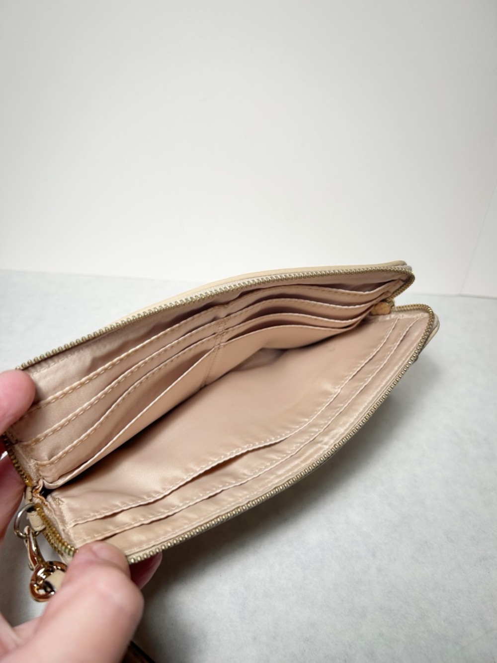 Coach Madison Op Art Double Zip Wallet Wristlet (Style No. F51221) Gold/Tan Tone - Picture 8 of 11